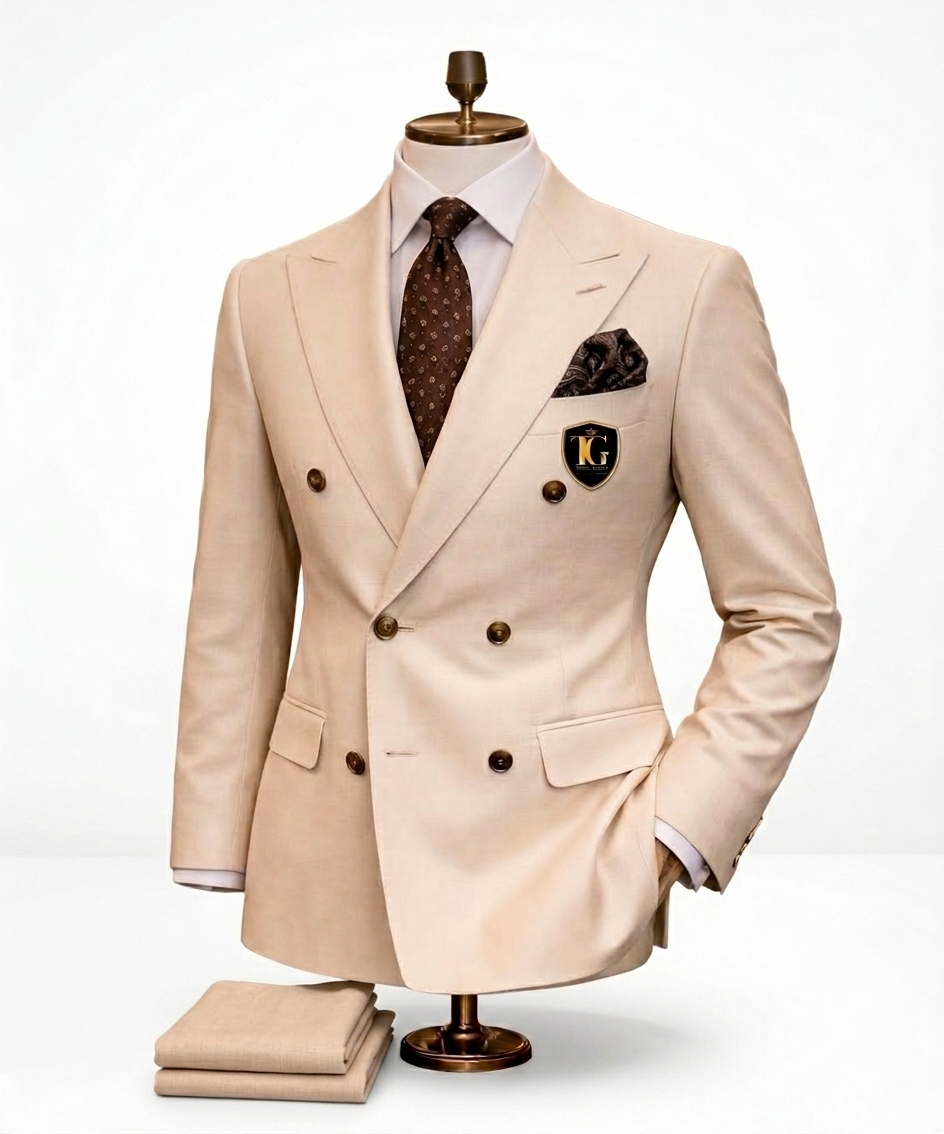 Cream Double Breasted Suit
