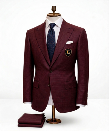 Burgundy Textured Suit