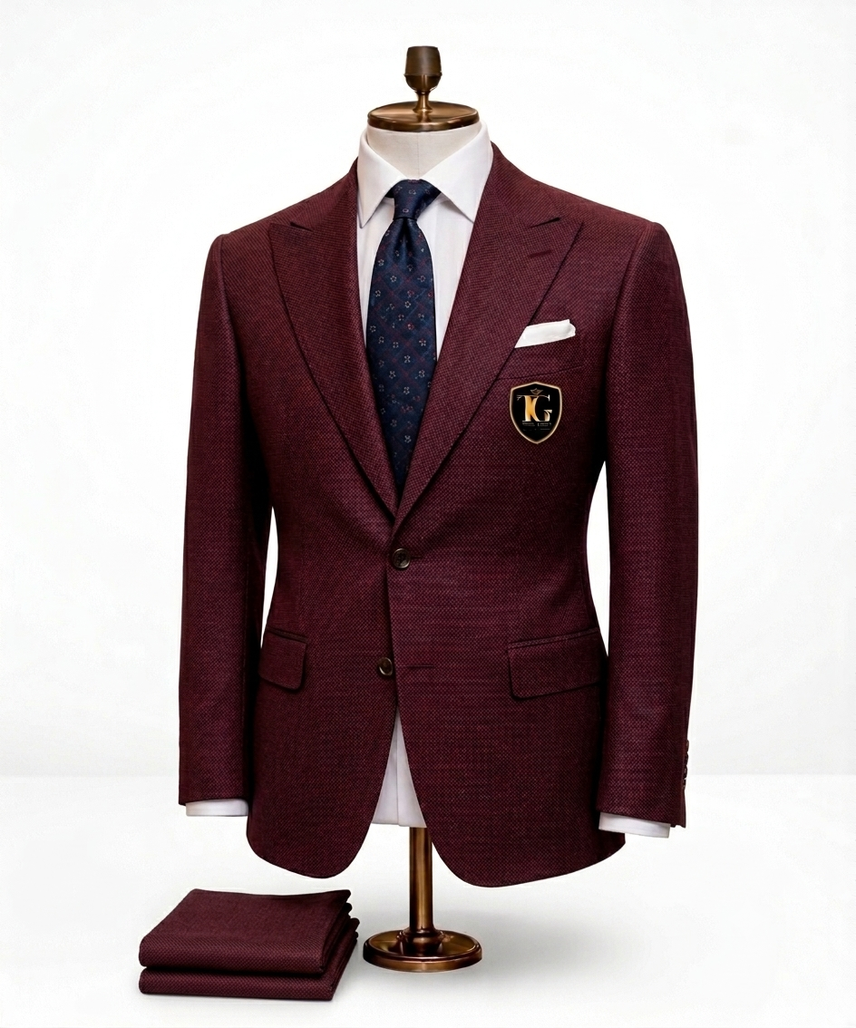 Burgundy Textured Suit