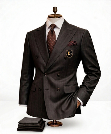 Espresso Pinstripe Double Breasted Suit