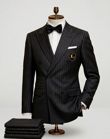 Charcoal Pinstripe Double Breasted Suit