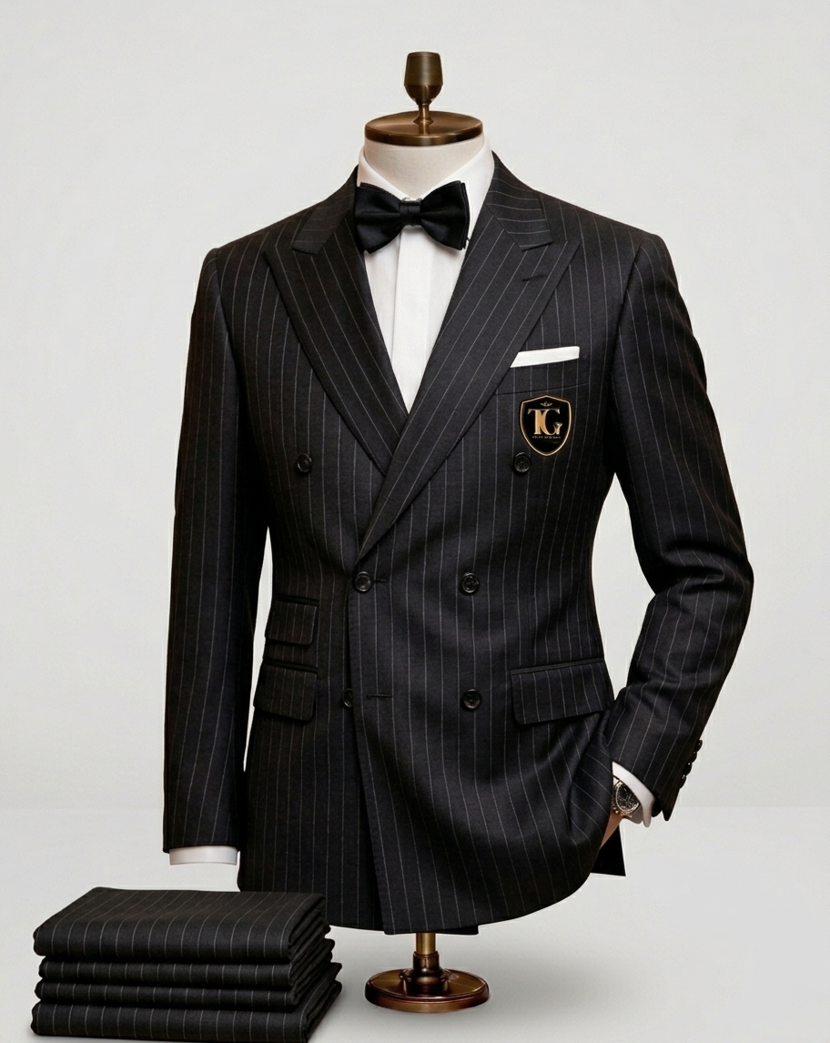 Charcoal Pinstripe Double Breasted Suit