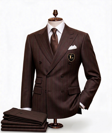 Brown Pinstripe Double Breasted Suit