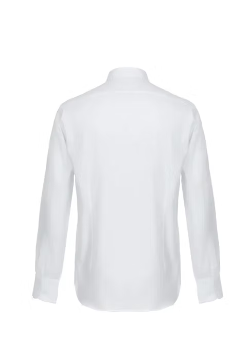 White Button-Down Collarless Shirt